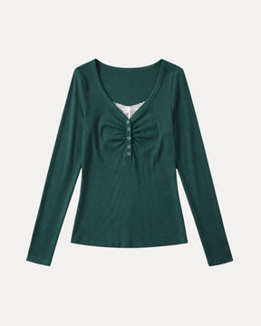 Ruched Henley Top