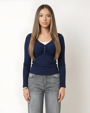 Ruched Henley Top