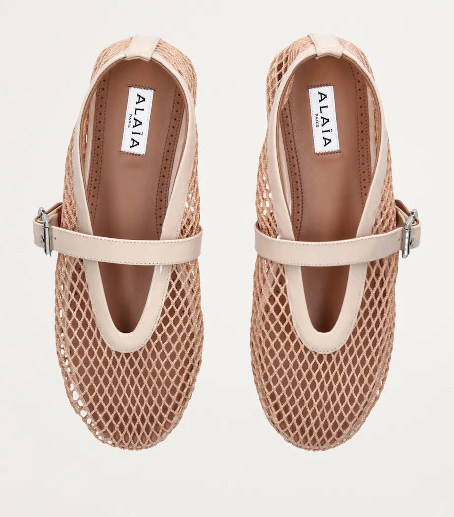ALAÏ NUDE FISHNET BALLET FLATS