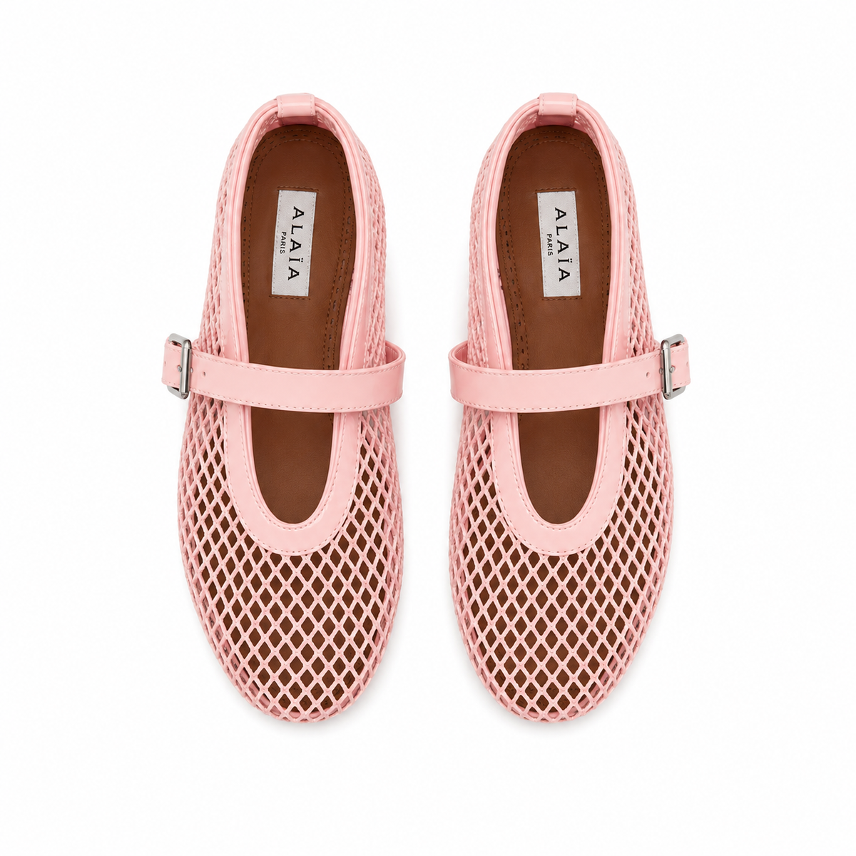 ALAÏ PINK FISHNET BALLET FLATS