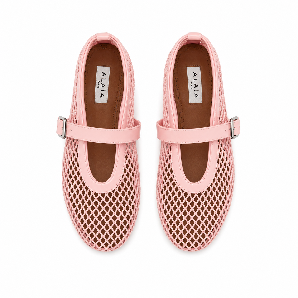 ALAÏ PINK FISHNET BALLET FLATS