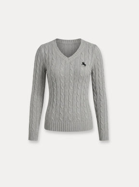 Cable Knit V-Neck Sweater