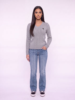 Cable Knit V-Neck Sweater