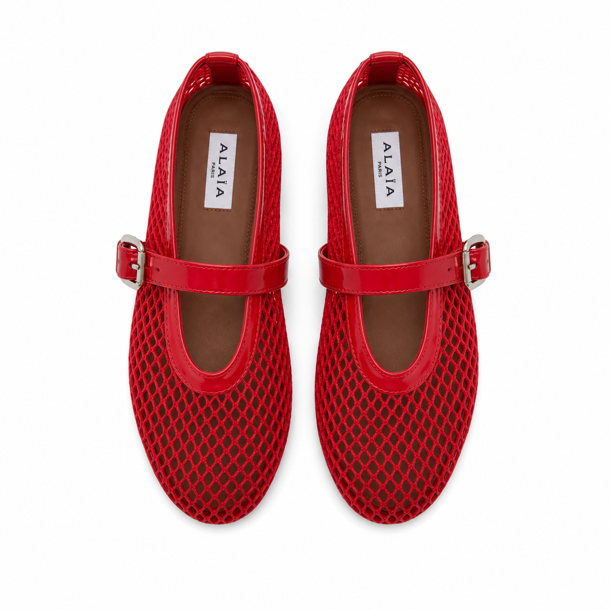 ALAÏ RED FISHNET BALLET FLATS