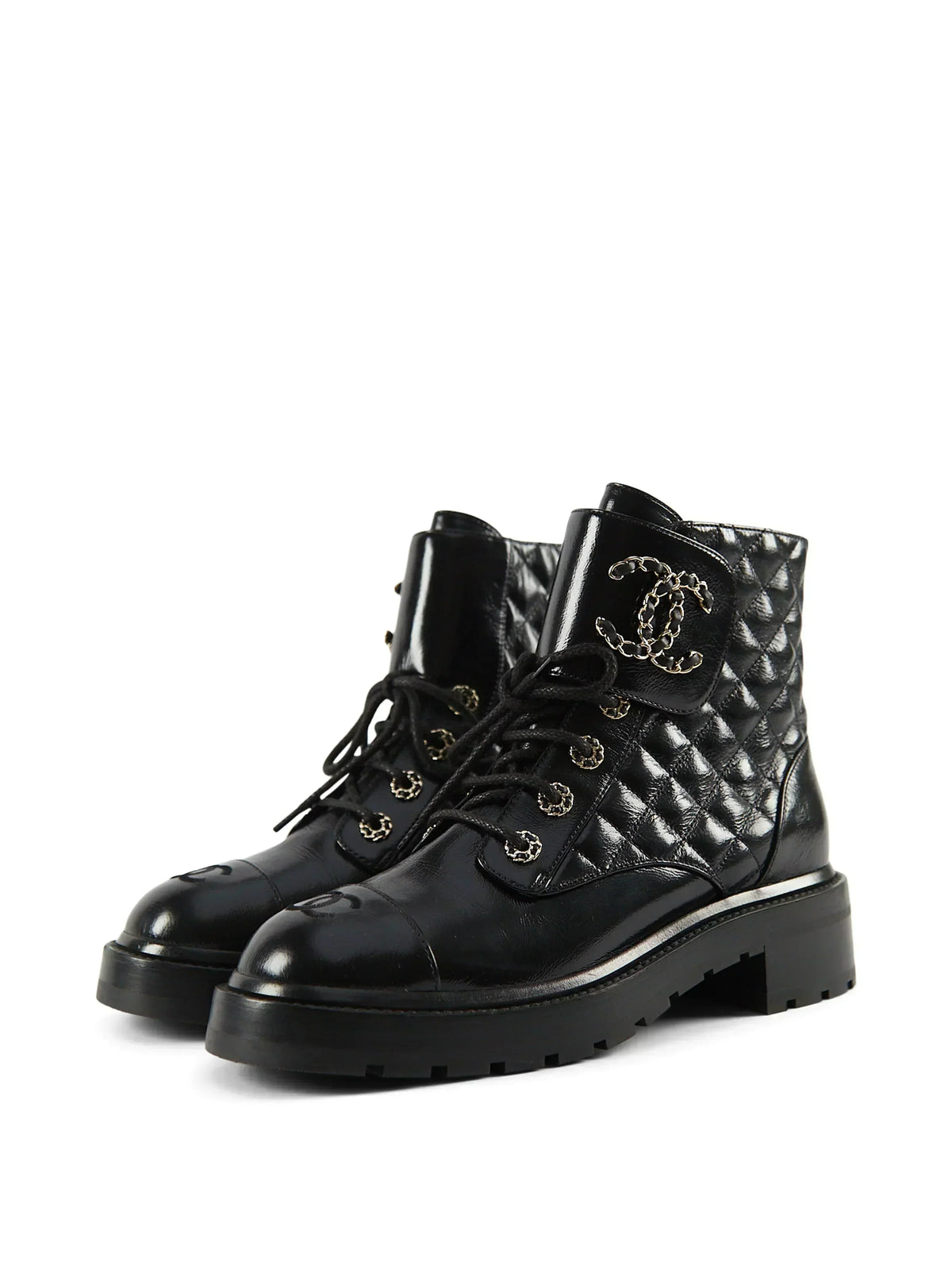 INTERLOCKING COMBAT BOOTS BLACK