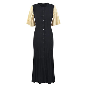 SANDRA TWO TONE TRICOT DRESS BLACK