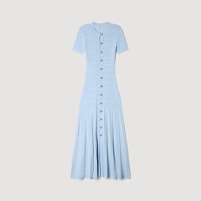 SANDRA LONG KNITTED DRESS BLUE