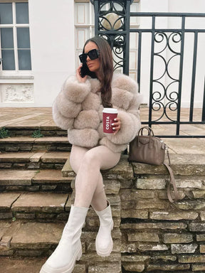 BUBBLE CROPPED COAT LATTE