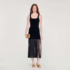 SANDRA LONG KNITTED DRESS WITH FRINGES