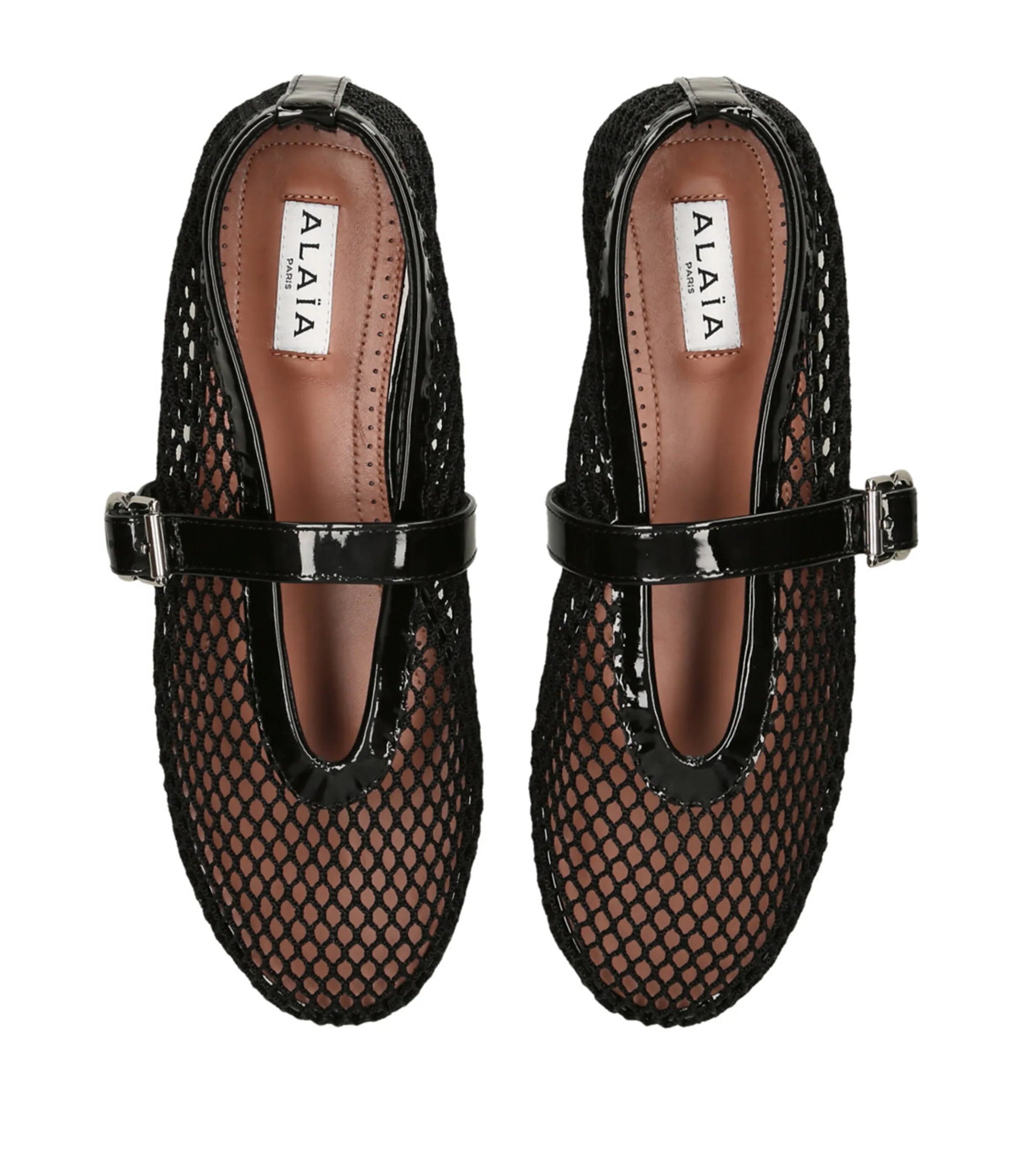 ALAÏ BLACK FISHNET BALLET FLATS