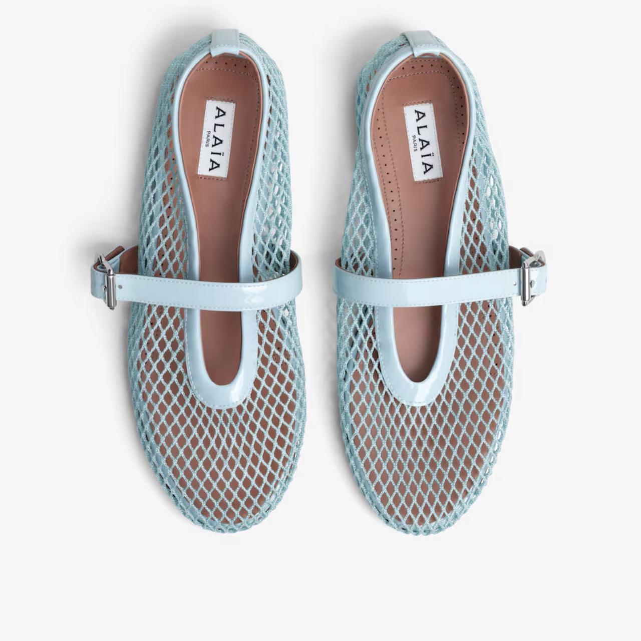 ALAÏ BLUE FISHNET BALLET FLATS