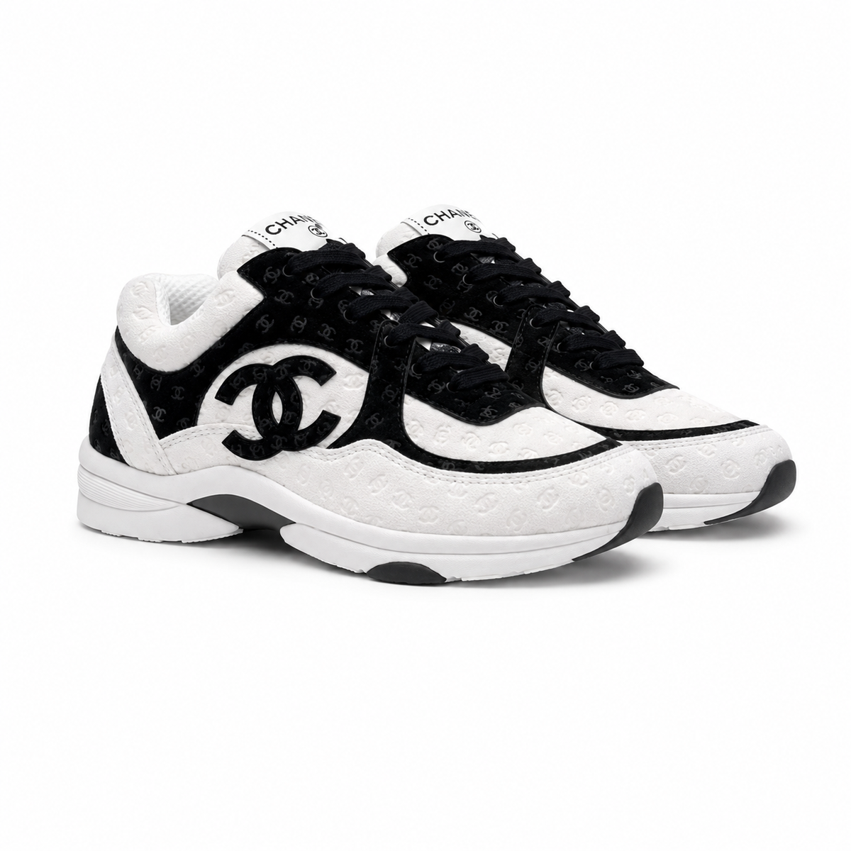 C WHITE & BLACK SNEAKERS