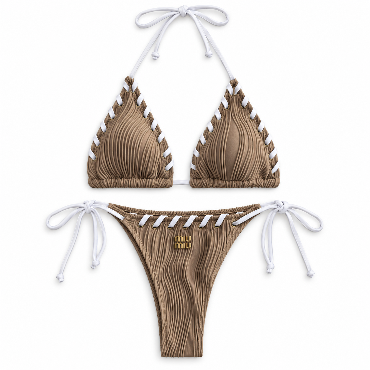 MIUE BROWN WHITE BIKINI